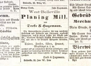 1867 BELLEVILLE IL ILLINOIS St Clair County STERN DES WESTEN German Newspaper 8