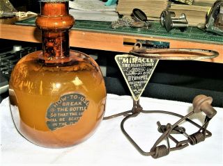 Antique Pat1884 Grenade Fire Extinguisher Rare Amber Color/non Match Wall Mount