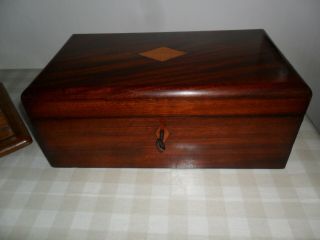 Antique Wooden Stationary / Letter Box With Key