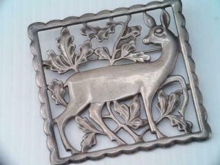 Large Antique Art Deco Sterling Silver Fawn Deer Pin Brooch $9.  99