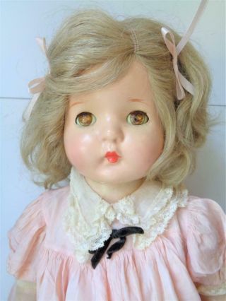 Vintage 1930s - 40s Composition Girl Doll 24 " Human Hair Wig Unmarked Betty Jane ?
