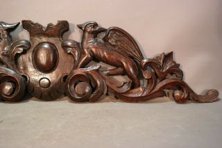 19thC Antique VICTORIAN CARVED Wood WINGED GRIFFIN Old GREEK SPHINX Wall PLAQUE 3