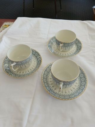Antique.  John Maddock & Sons.  Royal Vitreous England China 3 Cups And Saucers