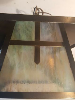 Mission Arts Crafts Slag Glass Craftsman Rejuvanation hanging light Fixture 6