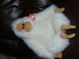 Vintage 1994 Ty White 20 " Fluffy Mango Monkey Stuffed Plush