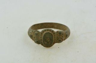 Antique Roman Byzantine Medieval Bronze Ring 100 - 1200 Ad 25 Size 9 1/4