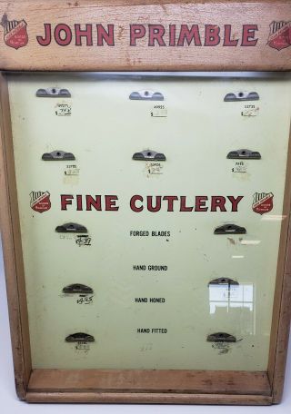 Vintage John Primble Pocket Knife Store Display Wooden Fine Cutlery