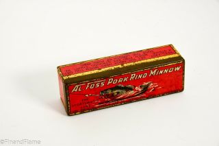 Empty Al Foss Antique Tin Fishing Lure Box Na3