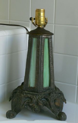 Vintage Art Deco Art Nouveau Green Slag Glass Poul Henningsen Peh Table Lamp