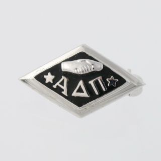 Alpha Delta Pi Sorority Badge 10k White Gold Black Enamel Collectible Greek Pin