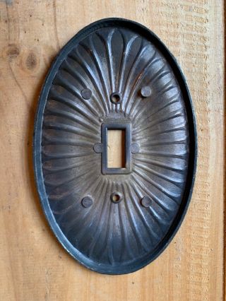 Vintage Oval Solid Brass Single Light Switch Cover Plate 2