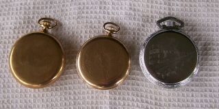 3 Vintage Pocket Watches Elgin 12 sz Elgin 16 sz Hampden 16 sz For Repair 2