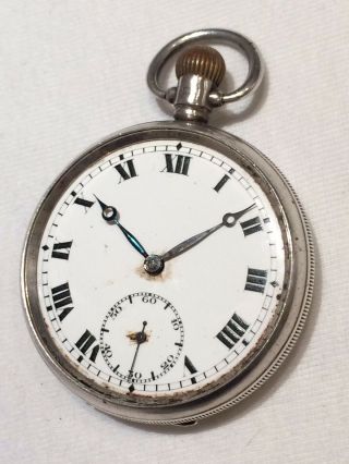 Antique Silver Open Face Pocket Watch In Dennison Special Case