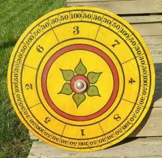 Vintage 23 Inch Wood Carnival Casino Circus Game Spinning Wheel Of Chance