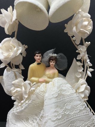 LARGE Vintage Bride & Groom Wedding Cake Topper BRIDE GROOM BRUNETTE.  EUC 2