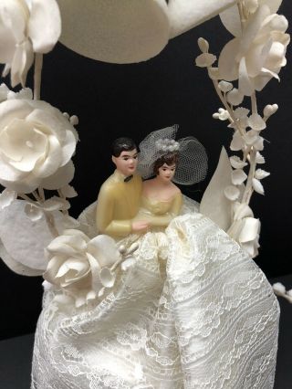 LARGE Vintage Bride & Groom Wedding Cake Topper BRIDE GROOM BRUNETTE.  EUC 4