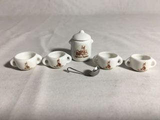 Calico Critters/sylvanian Families Vintage Ceramic Soup Toureen And Bowls