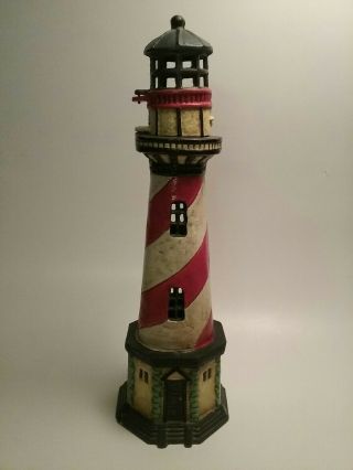 Large 17” Vintage Lighthouse Cast Iron Doorstop Candle Holder No Rust Good Paint
