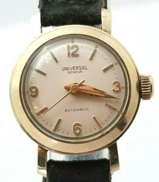 Vintage Ladies Universal Geneve Automatic 20mm 10k Gold Filled Wristwatch