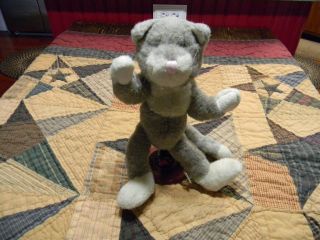 Boyds Bears Old White Tag Gray & White Cat No Name Tag 11 "