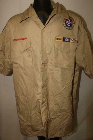 Bsa Boy Scouts Of America Mens Large Uniform Shirt Trapper Trails Utah Idaho Wy