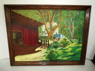 Exceptional Antique PENNSYLVANIA FOLK ART - OIL PAINTING In PERIOD FRAME 6