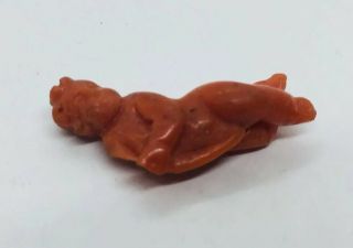 Antique Carved Red Coral Cherub Putti Piece For Pin Or Pendant