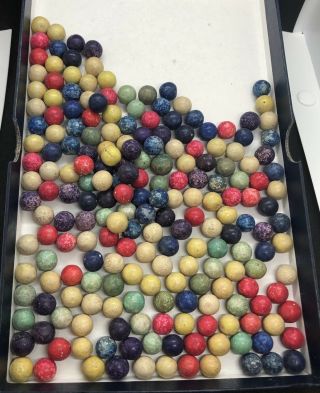 200 Antique CLAY MARBLES Great Colors 5