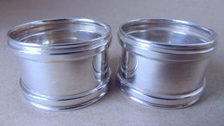 Lovely Pair Antique Sterling Silver Napkin Rings 1919