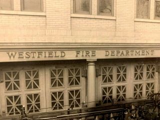 WESTFIELD NJ ANTIQUE REAL 9 7/8 INCH PHOTO FIREMAN FIRE DEPARTMENT HOUSE 5