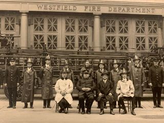 WESTFIELD NJ ANTIQUE REAL 9 7/8 INCH PHOTO FIREMAN FIRE DEPARTMENT HOUSE 7