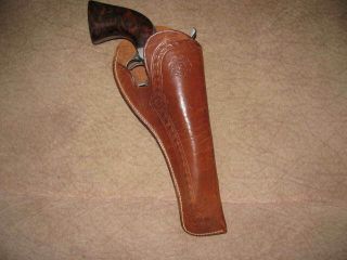 Antique Stamped Leather Belt Holster Colt Saa 5 1/2 In Rh Gc 080319
