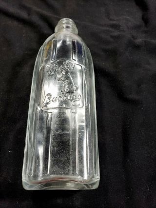 Antique Vintage Glass Baby Bunting 8z Baby Bottle Embossed Rabbit On Side