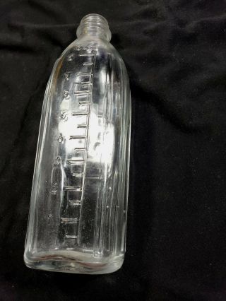 Antique Vintage Glass BABY BUNTING 8z Baby Bottle Embossed Rabbit on side 3