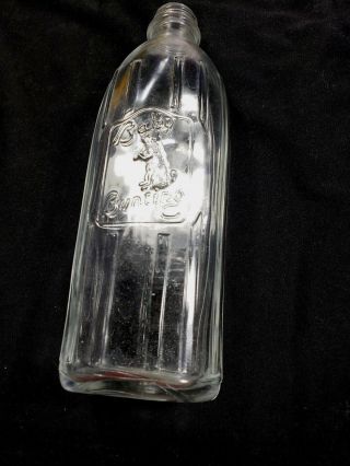 Antique Vintage Glass BABY BUNTING 8z Baby Bottle Embossed Rabbit on side 4