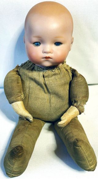 Armand Marseille AM 11 - inch Antique German Bisque/Cloth Baby Doll 341.  /2 2