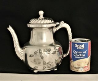 Vintage Silver Plate Wm.  Rogers Floral Etched Tea Pot Coffee Pot