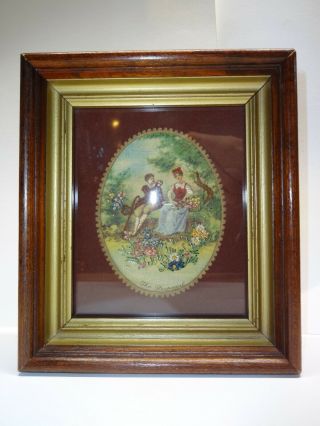 Antique The Proposal Art Engagement Needlework Embroidery Custom Framed