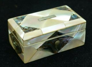 Antique 19th Century Mother Of Pearl / Abalone Table Box / Casket