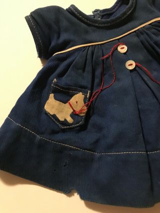 Antique Vintage 1930 ' s IDEAL SHIRLEY TEMPLE DOLL Dress Blue With Scottie Dogs 7