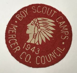 1943 Mercer County Council Boy Scout Camps Felt Pennsylvania Cl2