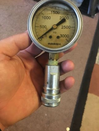 Antique Vintage Pressure Gauge 3000 Psi Marsh Instrument Company 096235