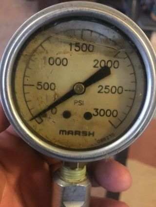 Antique Vintage Pressure Gauge 3000 PSI Marsh Instrument Company 096235 2