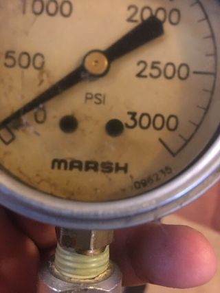 Antique Vintage Pressure Gauge 3000 PSI Marsh Instrument Company 096235 3