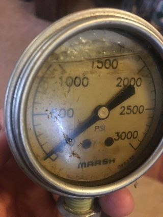 Antique Vintage Pressure Gauge 3000 PSI Marsh Instrument Company 096235 4