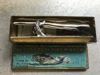 Vintage Al Foss Dixie Wiggler 13 With Metal Box & Paper Insert