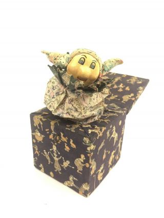 Antique Jack In The Box Clown Spring Loaded No Winding Latch Box