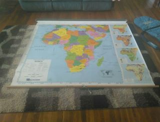 Vintage A.  J.  Nystrom School Retractable Pull Down Map Of Africa Political Map