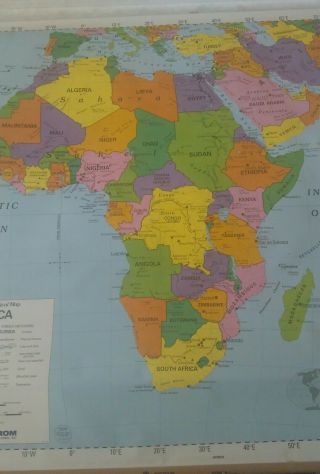 Vintage A.  J.  Nystrom School retractable Pull Down Map Of Africa political map 2