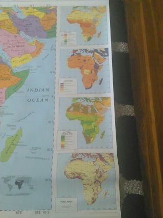 Vintage A.  J.  Nystrom School retractable Pull Down Map Of Africa political map 3